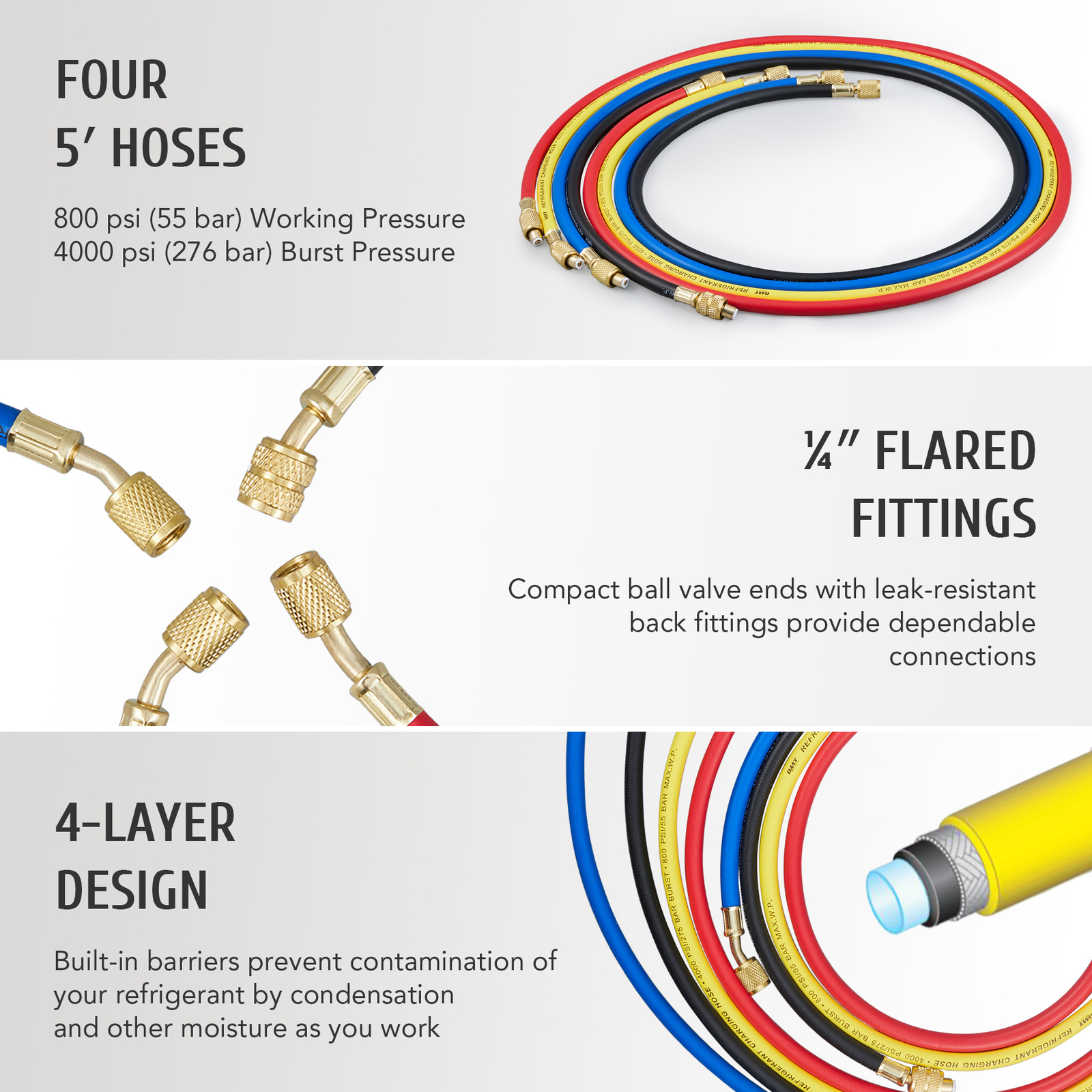 OMT 4 Way AC Gauge Set Professional A/C Manifold Gauge Kit for R410a R22 R134a