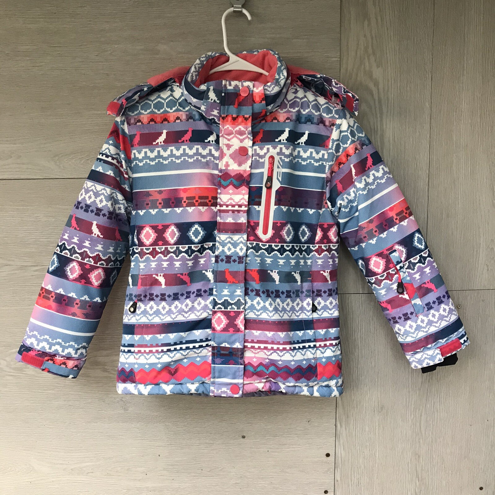 N.Z.B.Z Girls 12, Color Block Insulated Ski Jacket Hooded Winter Thick Coat