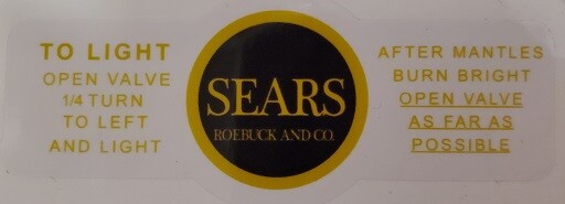 ONE (1) BRAND NEW COLEMAN EARLY SEARS LANTERN YELLOW BLK STICKERS LABELS DECALS