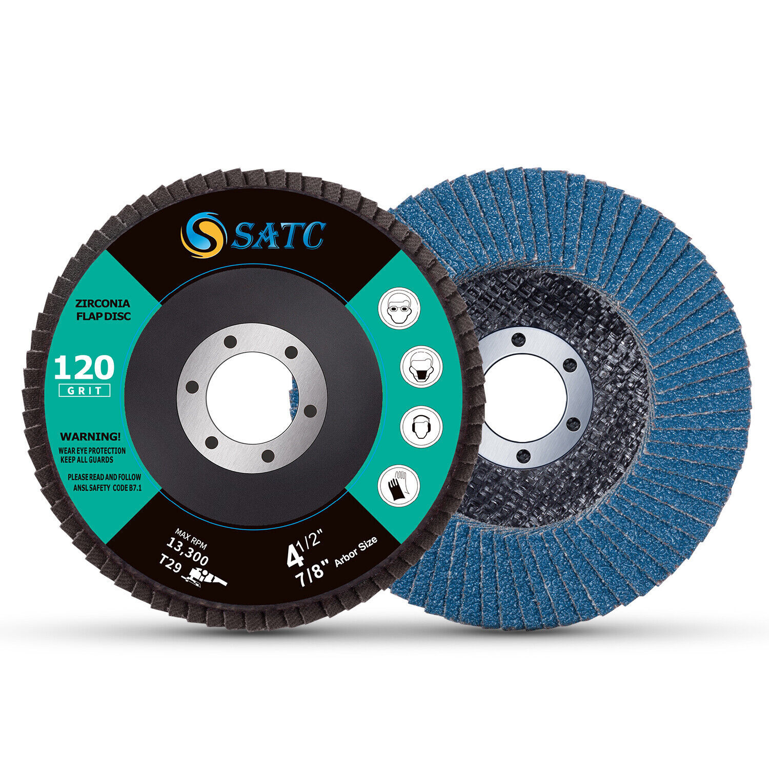 SATC 20x 4.5" 4-1/2 Flap Disc 40 60 80 120 Grit Angle Grinder Sanding Grinding
