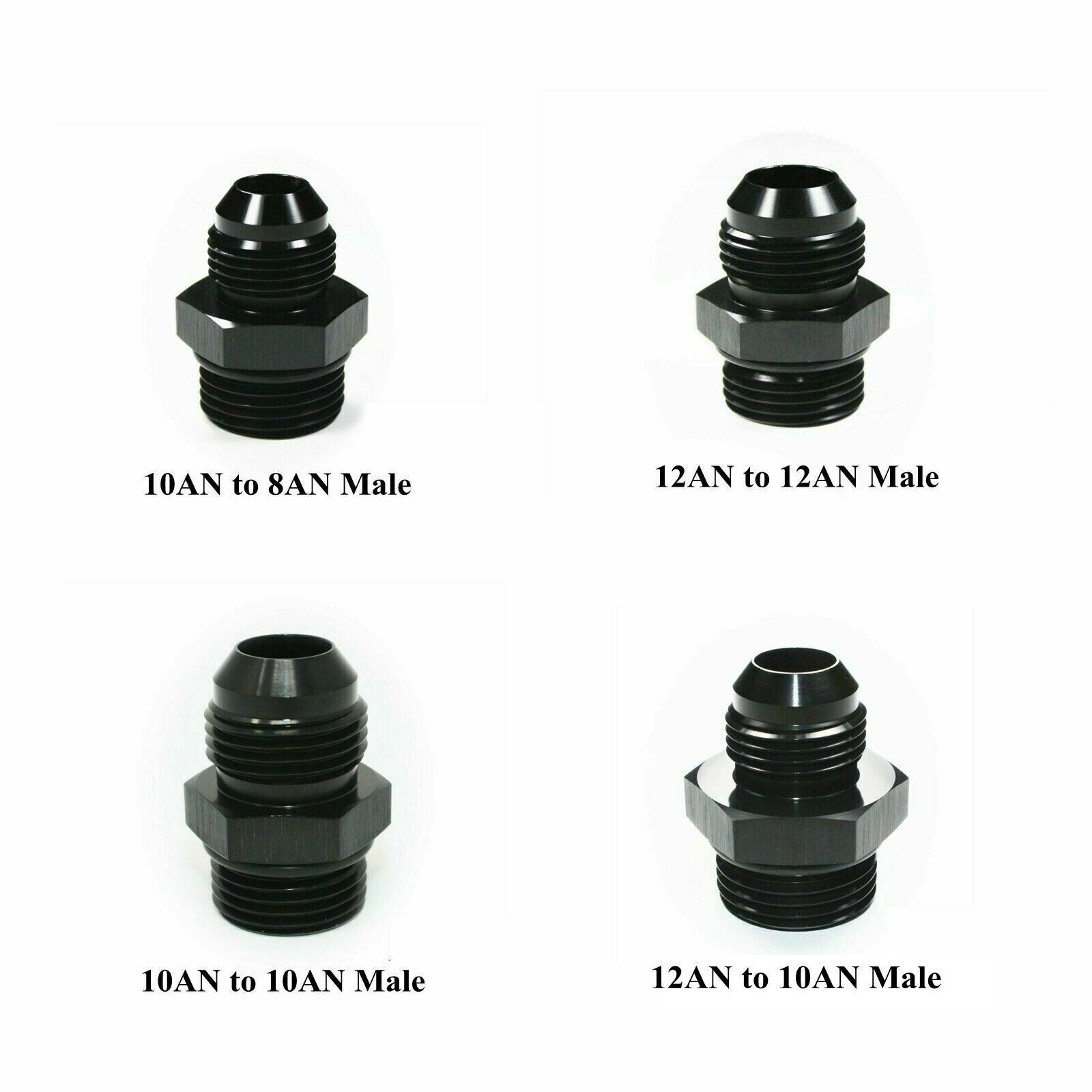 2PCS AN6 AN8 AN10 Flare to 6AN 8AN 10AN ORB Male O-Ring Fitting Adapter Black