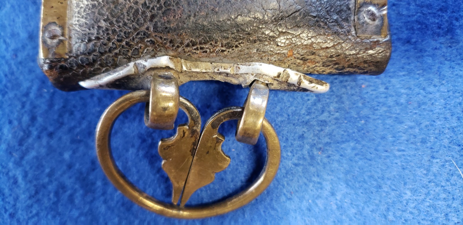 Antique Tibetan Fire, Flint Striker with Pouch Brass and Leather