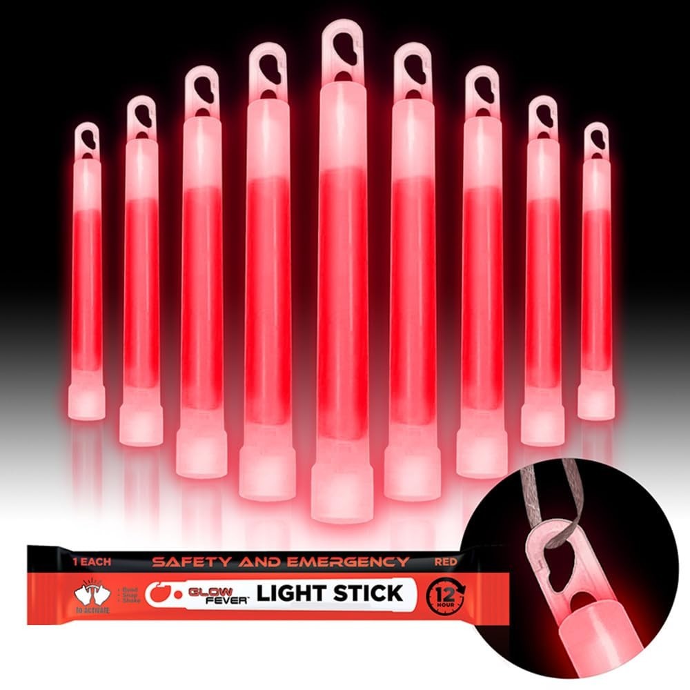 Glow Fever Emergency Safety Military Grade Glow Sticks; 10pcs, 6" Ultra Bright G