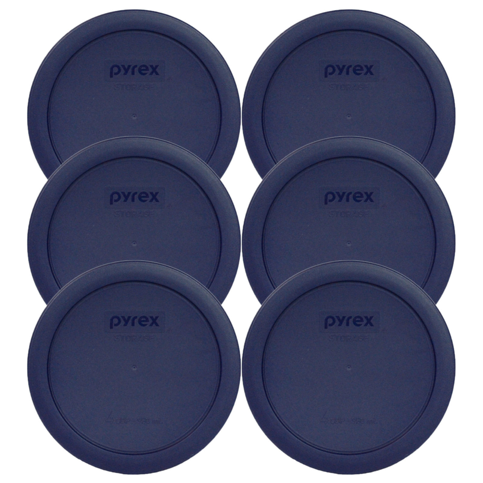 Pyrex 7201-PC Round 4 Cup Storage Lid Cover Blue 6 Pack New for Glass Bowl