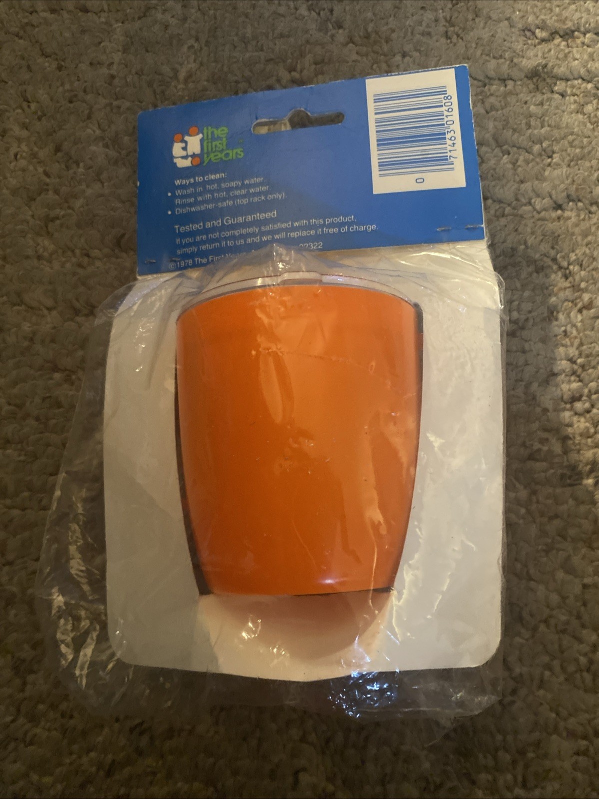 Vintage The first years Tommee Tippee Sippy Cup Trainer Cup - Orange - NOS 1978