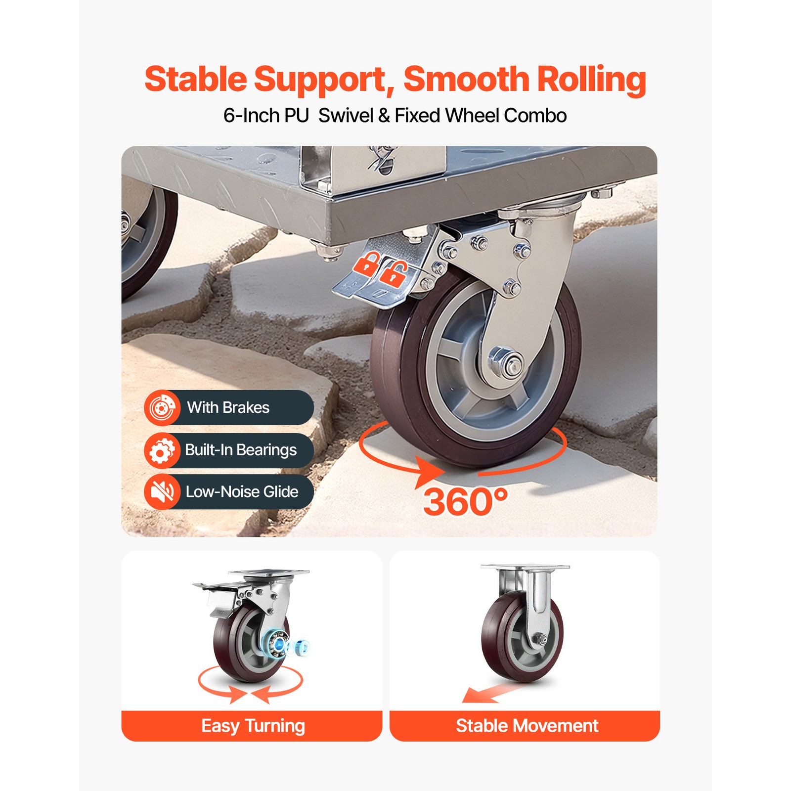 Uimoso Heavy Duty Foldable Platform Cart, 2650 lbs Capacity with Wheels