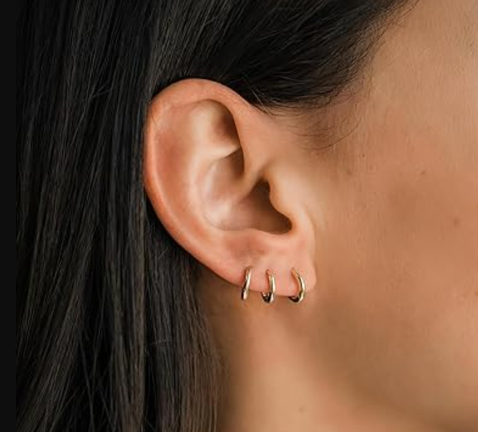 Small Gold Hoops Earrings for Women 14K Mini Gold Huggie Hoop Earrings Set Sl...