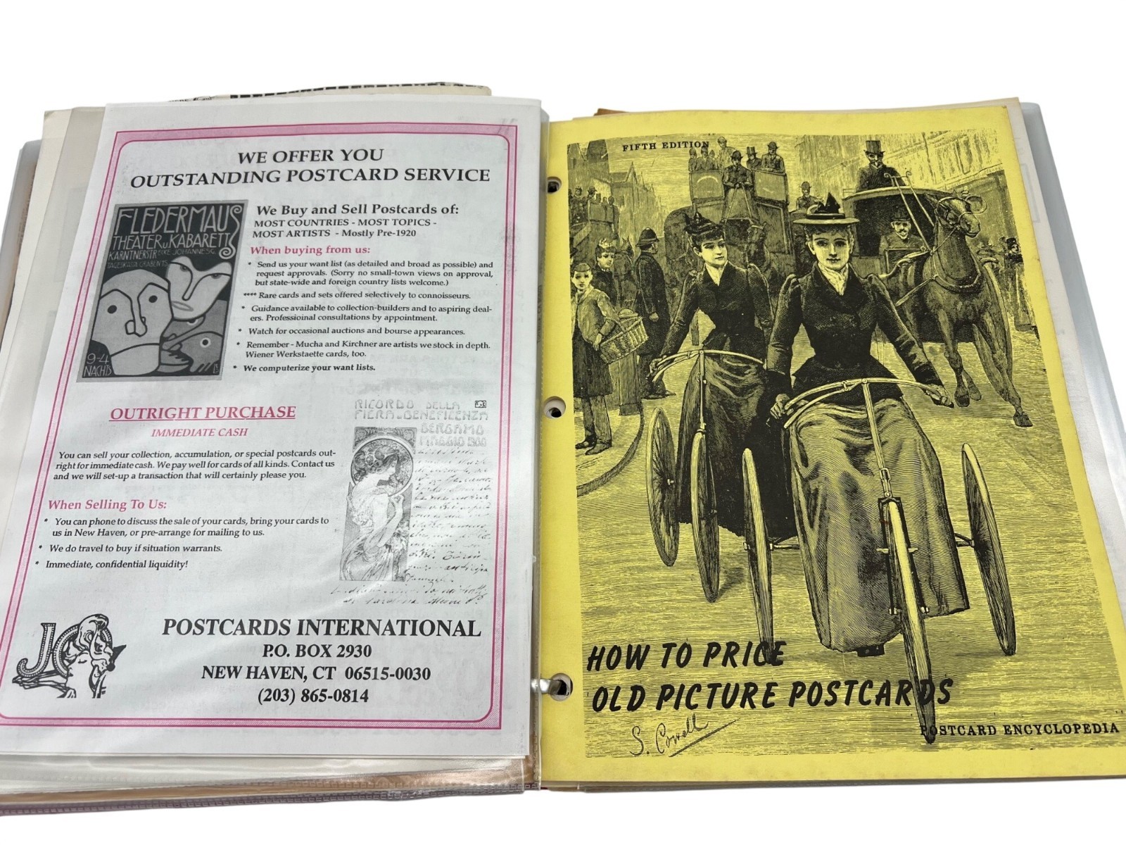 Vintage Postcard & Book Collector Reference Binder Ephemera Magazines Newsletter