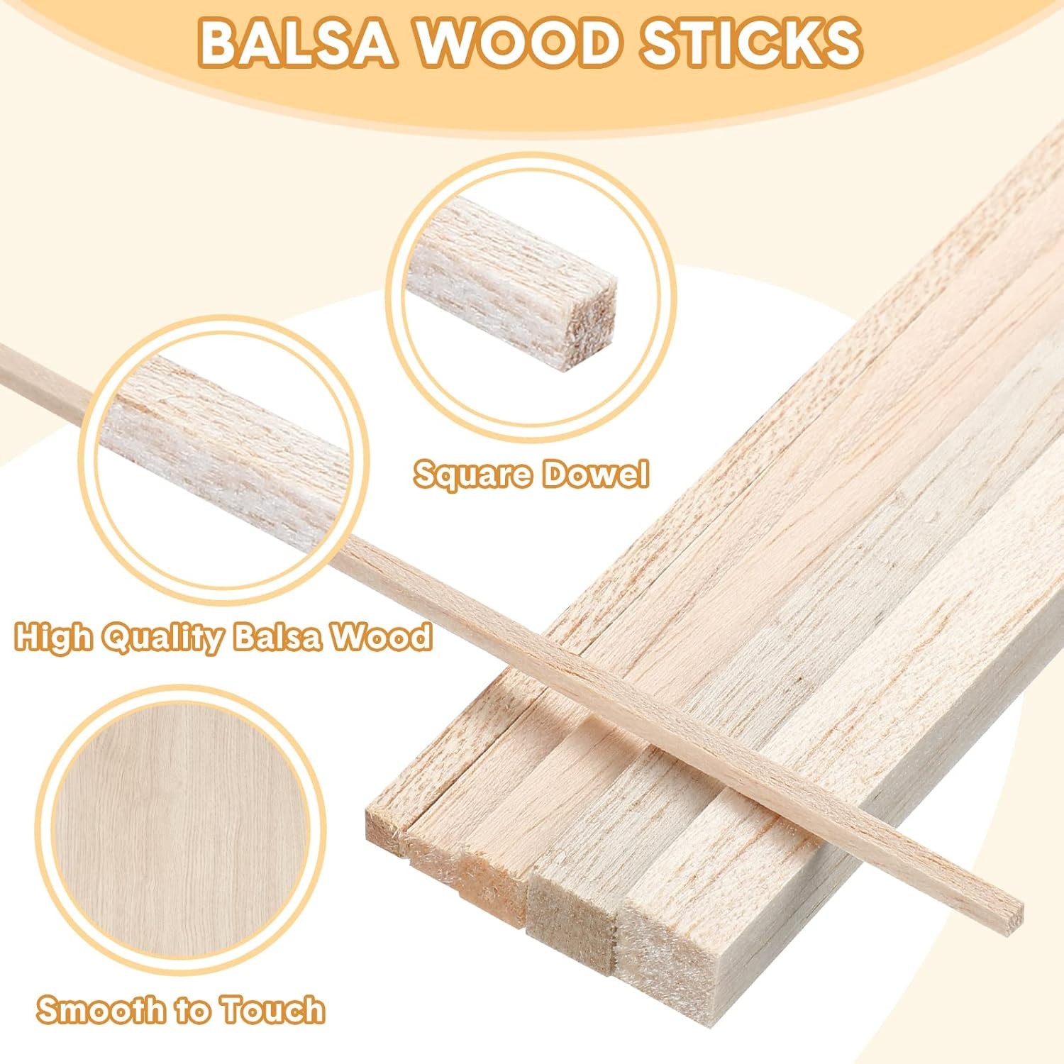 215 Balsa Wood Sticks Assorted Sizes for Crafting & DIY Projects