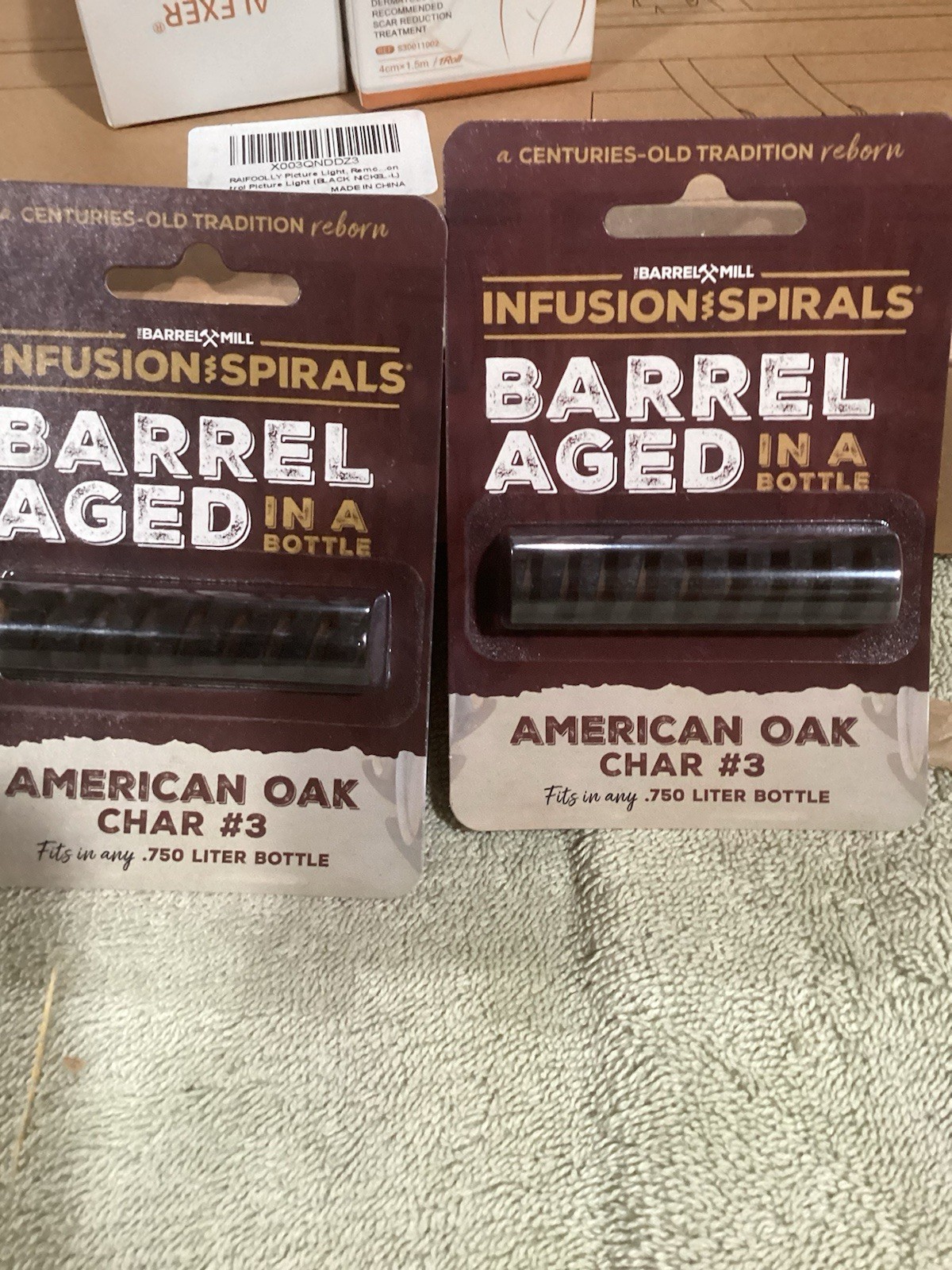 Whiskey Barrel Mill Oak Infusion Bottle Spirals, American Oak Char #3 Lot Of 2