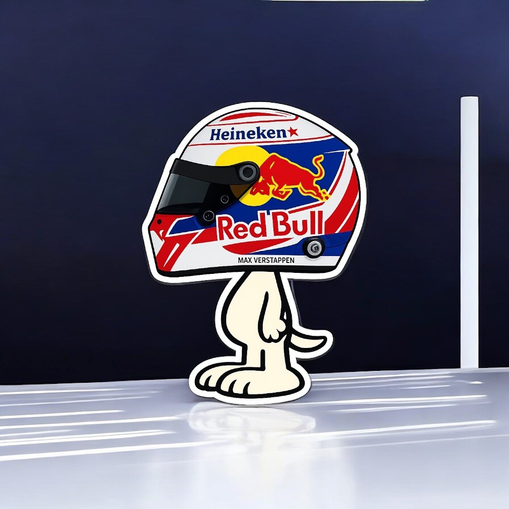 F1 Max Verstappen Helmet Snoopy Sticker | Racing Fan Vinyl Decal