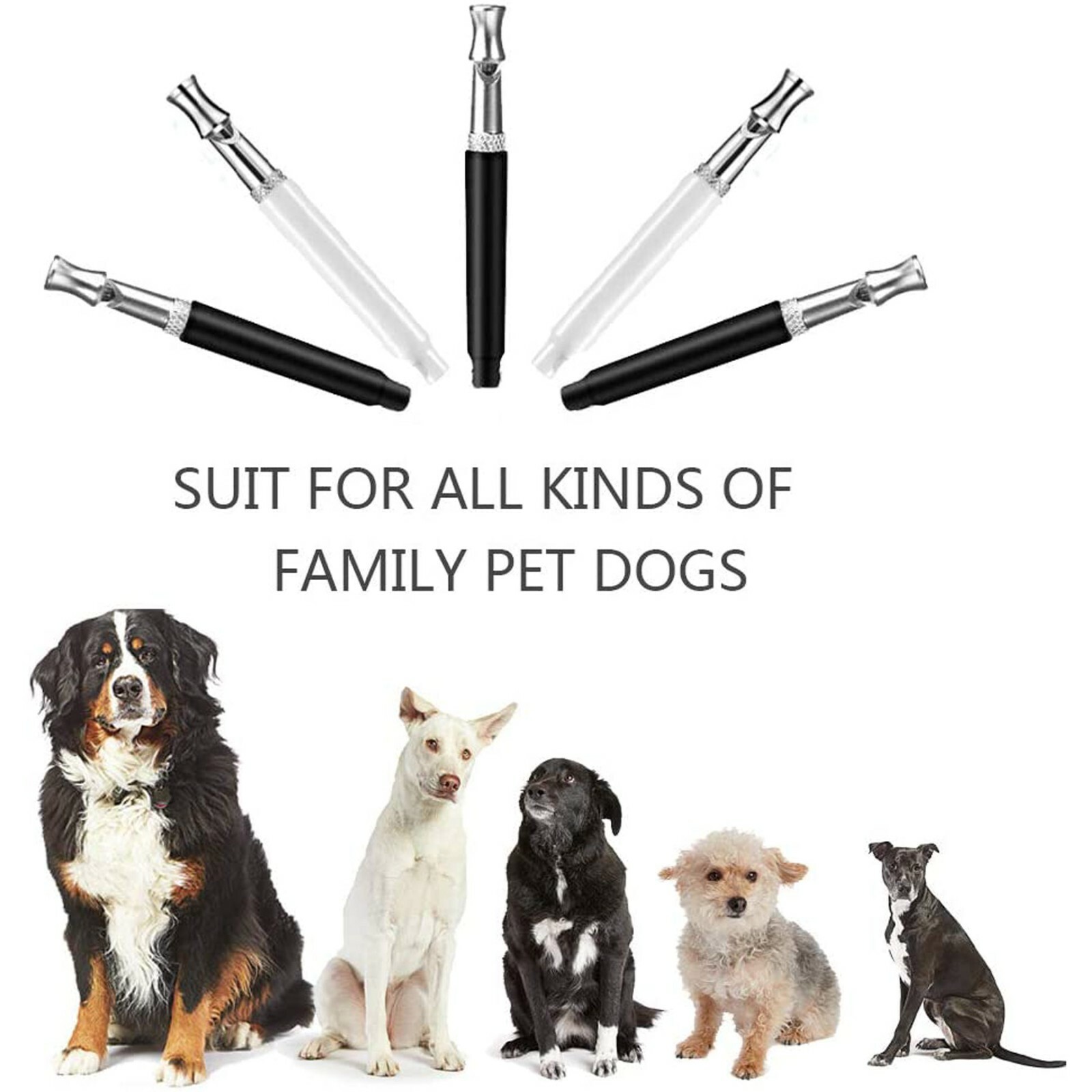 2pc Dog Training WHISTLE UltraSonic Obedience Stop Barking Pet Sound Pitch Black