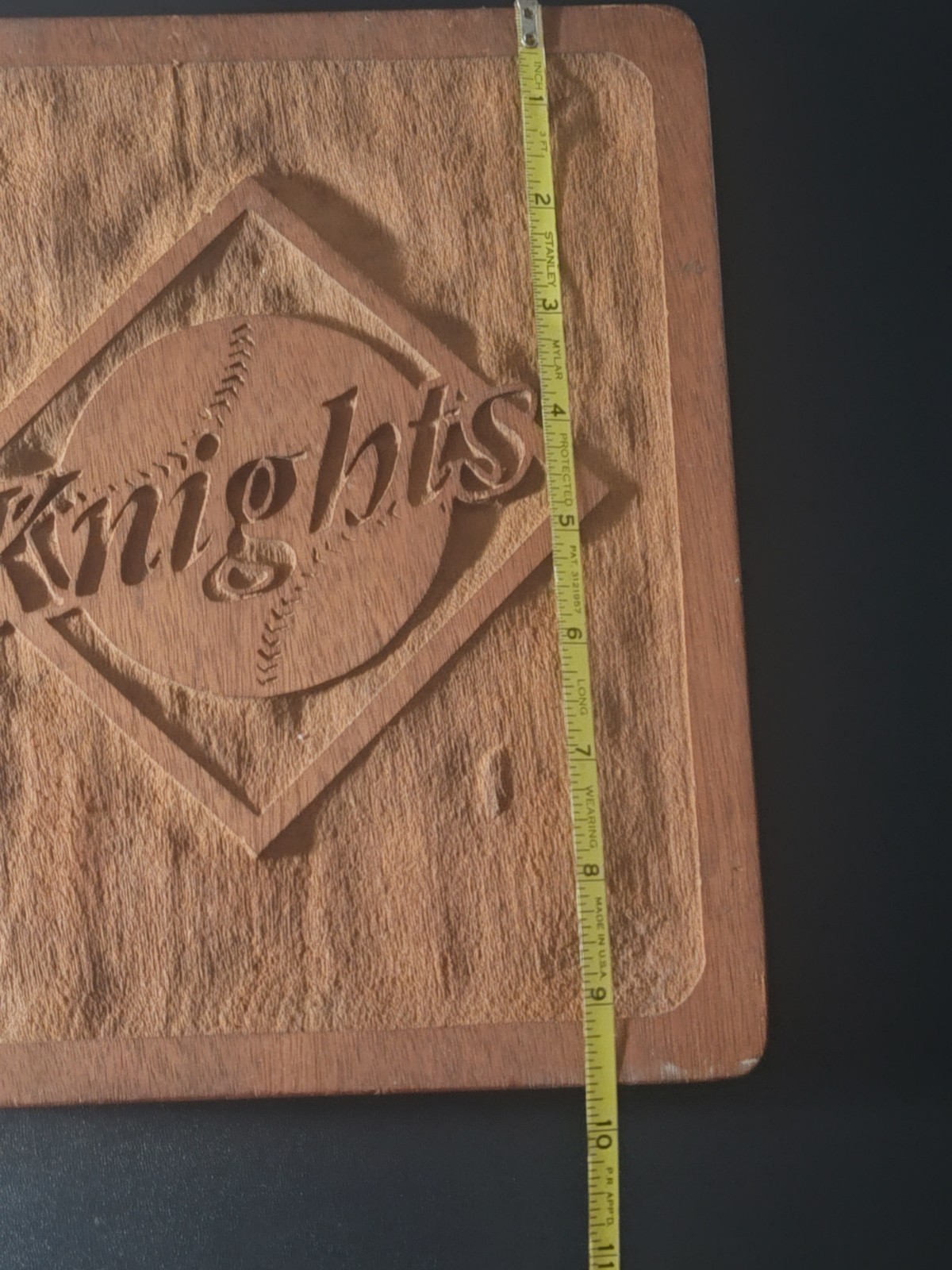 Vtg Charlotte Knights Wooden Plaque Baseball Logo From Roman Gabriel Estate