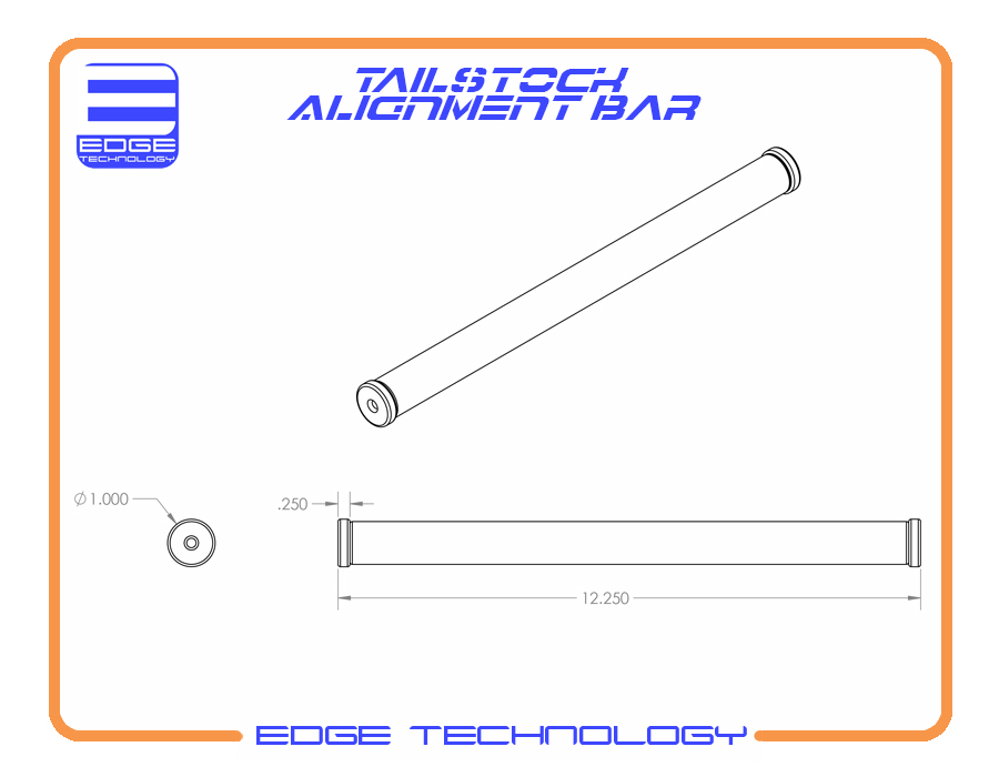 Tailstock Alignment Bar by Edge Technology Lathe Live Center Dead Center #27