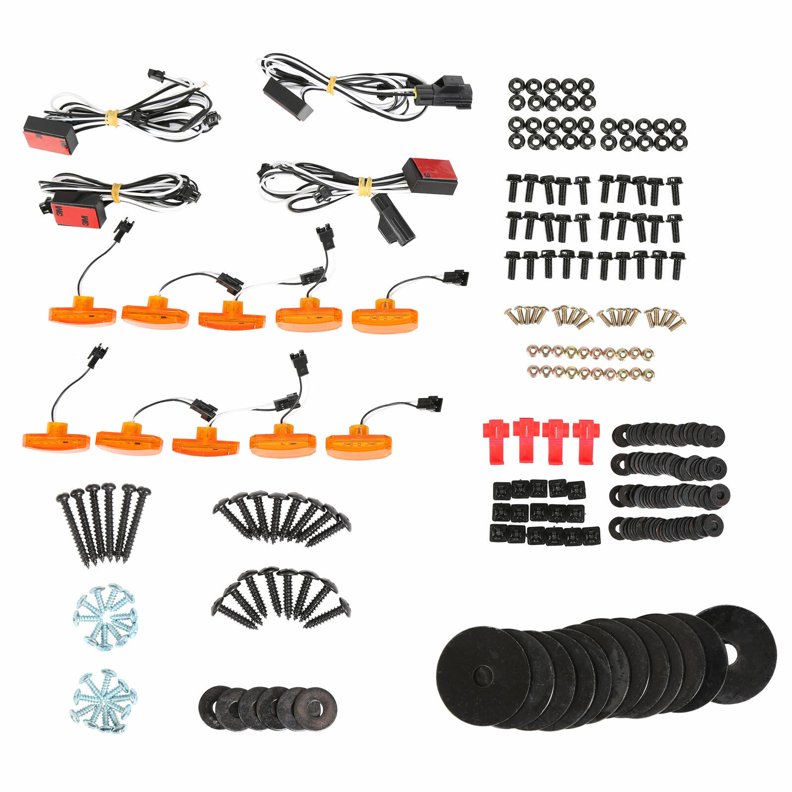 FOR 07-18 JEEP WRANGLER JK 4PCS POCKET-RIVETED STYLE WHEEL FENDER FLARES W/ LED