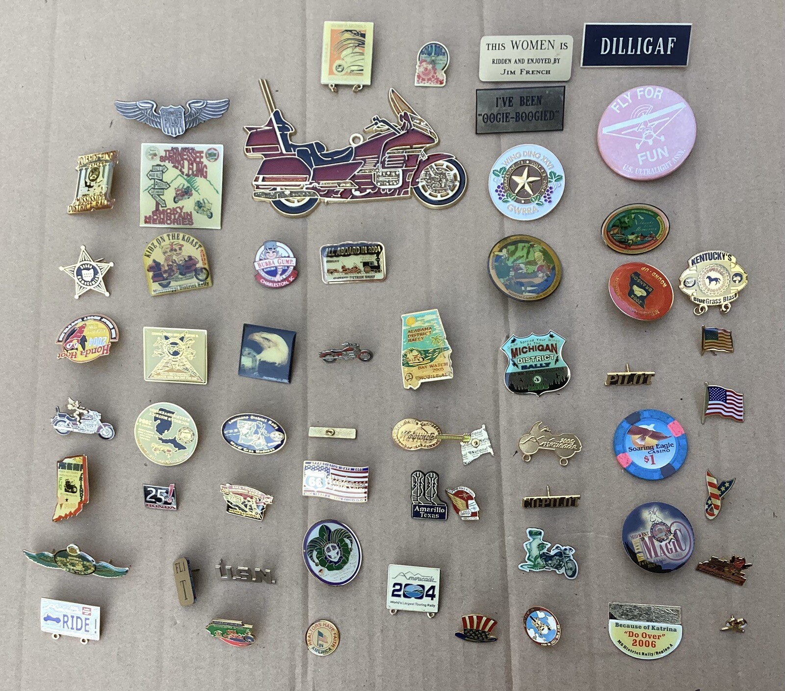 Lot of 59 Motorcycle Owners Vest Pins Benefit Rides And More