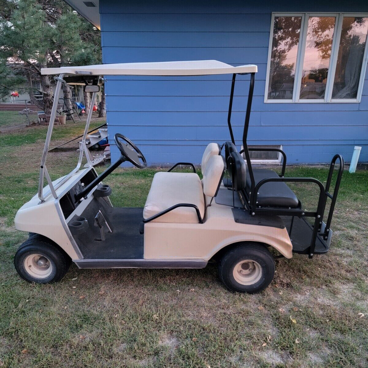 For 1982-2000 Club Car DS Golf Cart Flip Folding Rear Seat Kit w/ Grab Bar