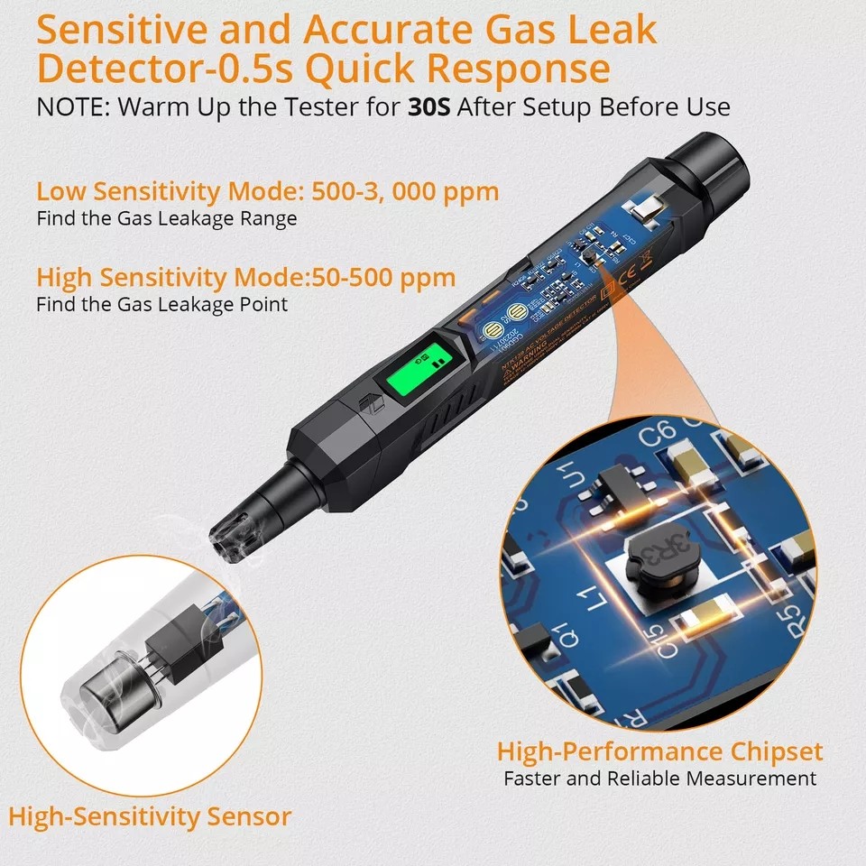 Neoteck Gas Leak Detector Propane & Natural Gas Detector Visual & Audio Alarm