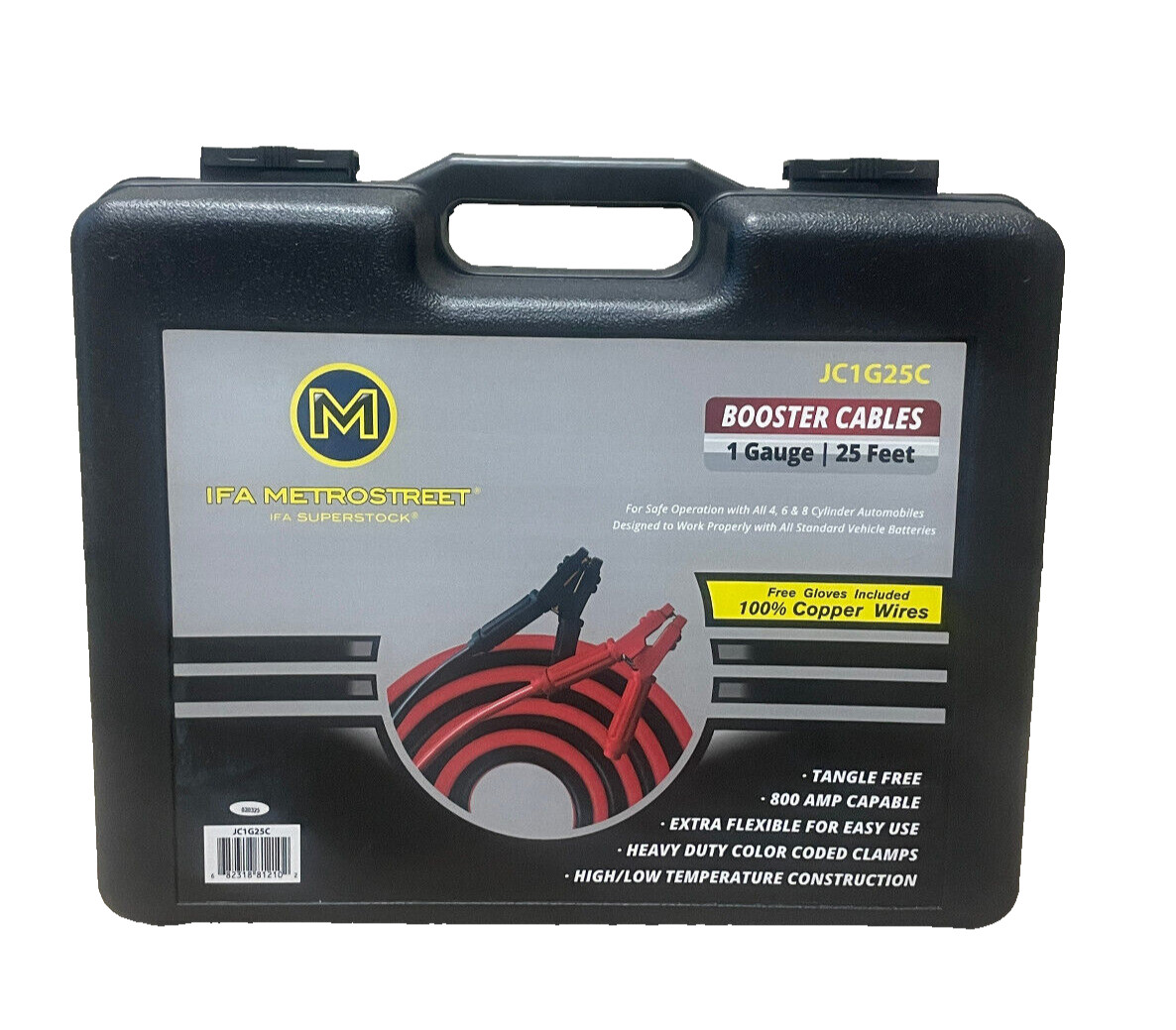 IFA METROSTREET 1 GAUGE BOOSTER JUMPER CABLES 100% COPPER WIRES - 25 FEET-2 SETS