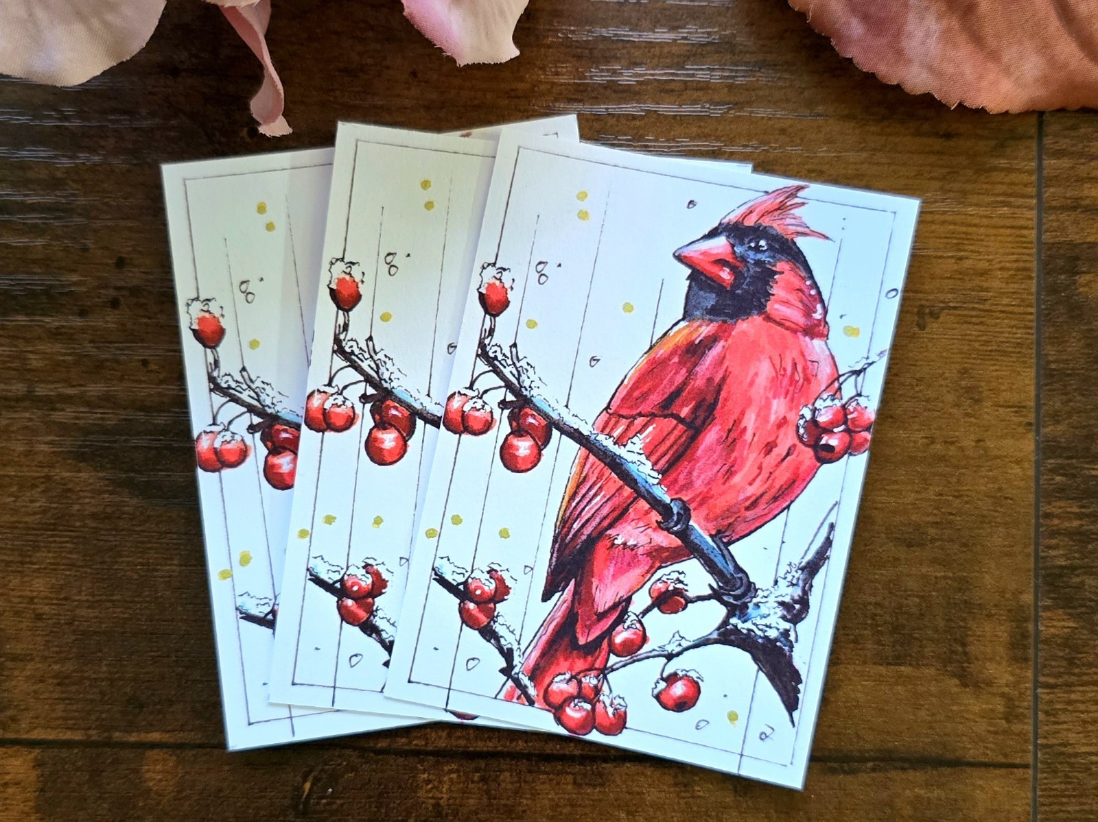 ACEO PRINT Limited Edition Northern Cardinal Numbered and Signed