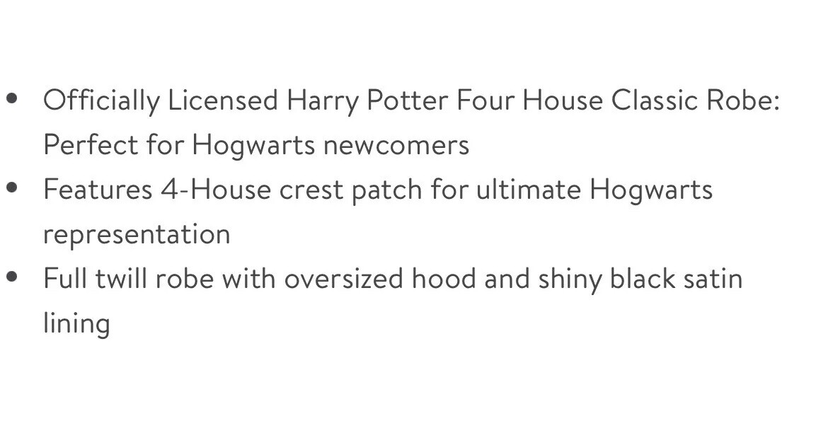 🧙Harry Potter House Robe •Hogwarts Robe By Disguise One Size Kids’ Fit XS - 2XL
