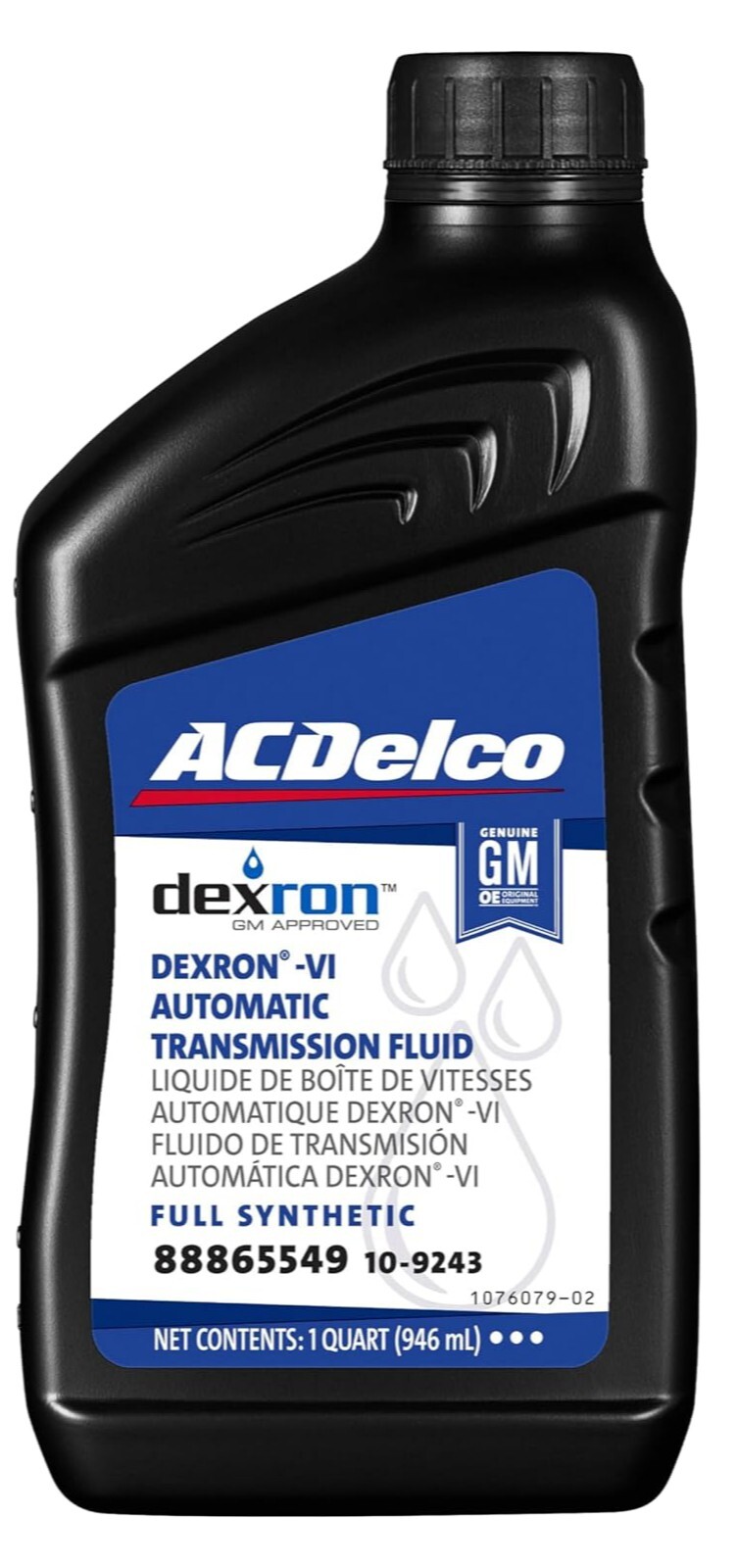 ACDelco 10-9243 (88865549) Dexron VI Full Synthetic ATF - 1 qt (Pack of 8)
