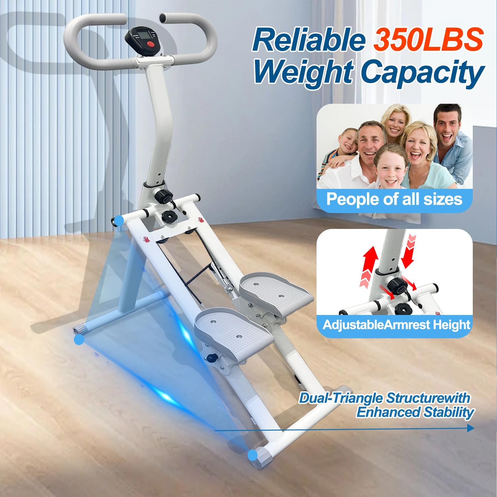 Stair Stepper for Home Gym, Vertical Climber Workout Machine Adjustable White