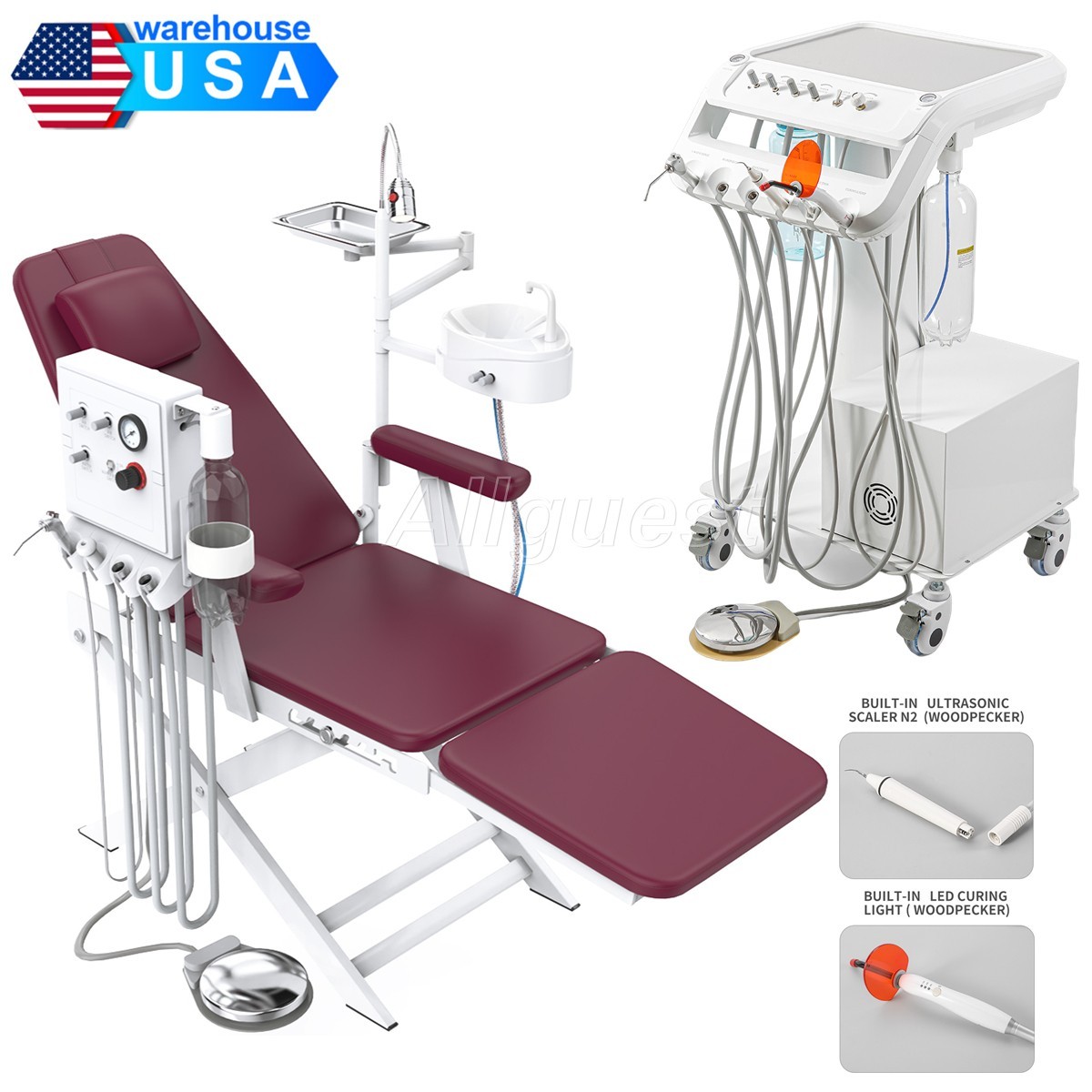 Portable Dental Delivery Unit Air Compressor Suction/Chair with Turbine Unit