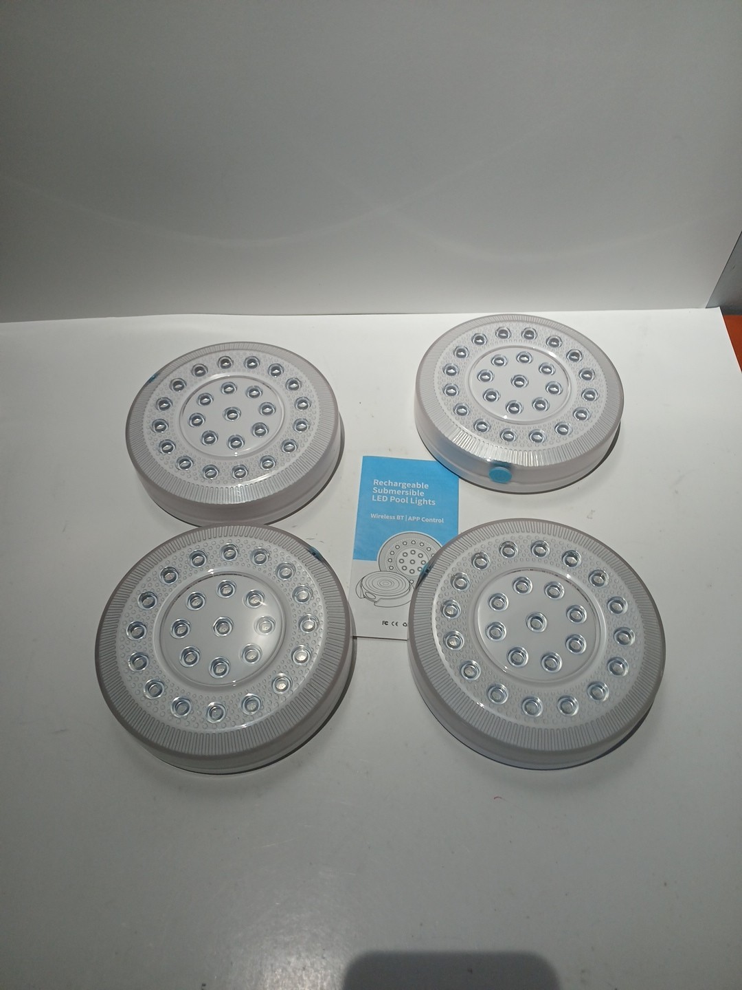 Rechargeable Submersible LED Pool Lights Wireless APP Control Waterproof 4 Pack