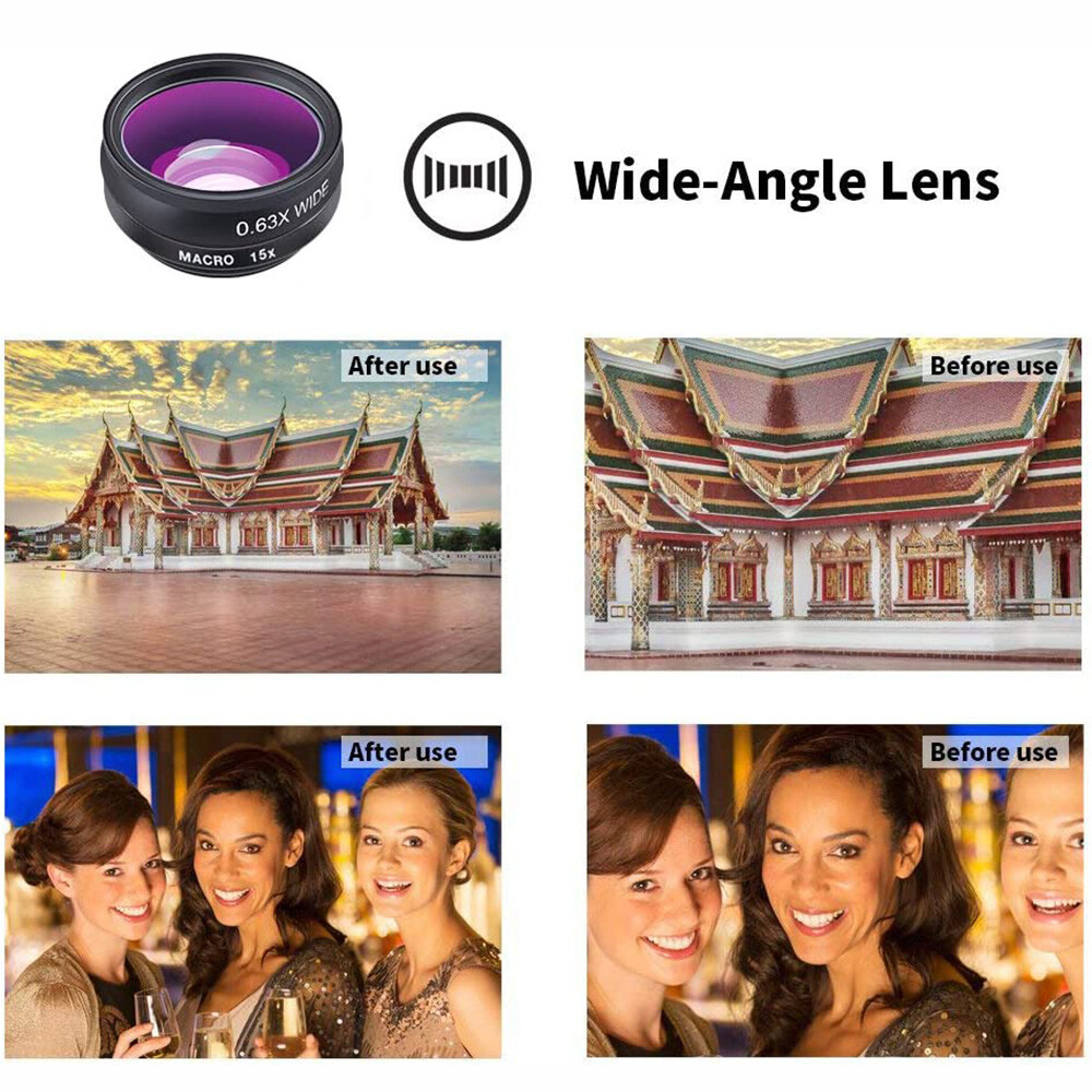 APEXEL 10in1 Phone Camera Lens Kit Fisheye WideAngle 2X Telescope Lens for Phone