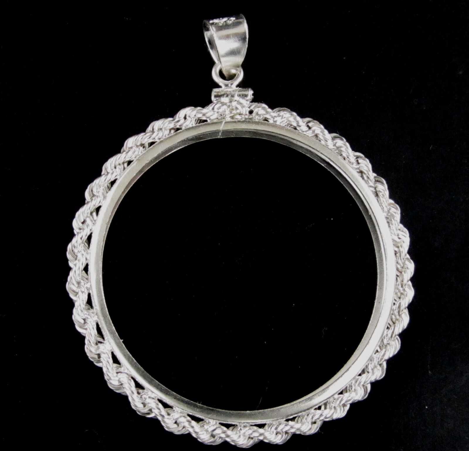 Coin Bezel 1 oz. American Silver Eagle 40.6mm Sterling Silver Rope Soldered Bail