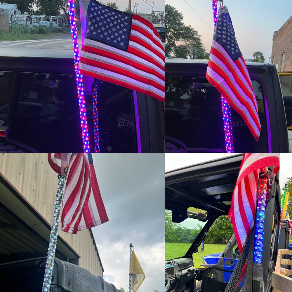 App Control 3ft Pair LED Whip Lights Advanced Bluetooth RGB Spiral for UTV ATV