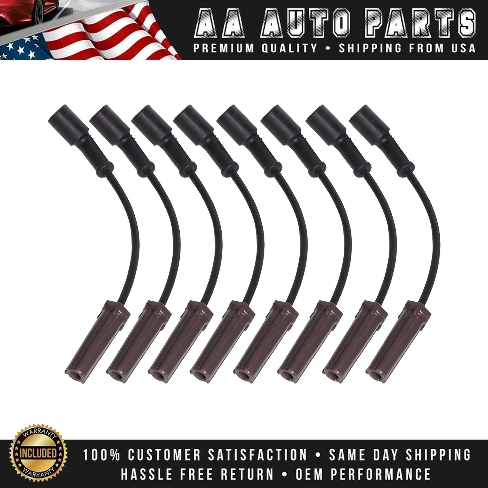 8PCS Round Ignition Coil & Wires & 8 ACDelco Spark Plug for Chevrolet GMC UF262