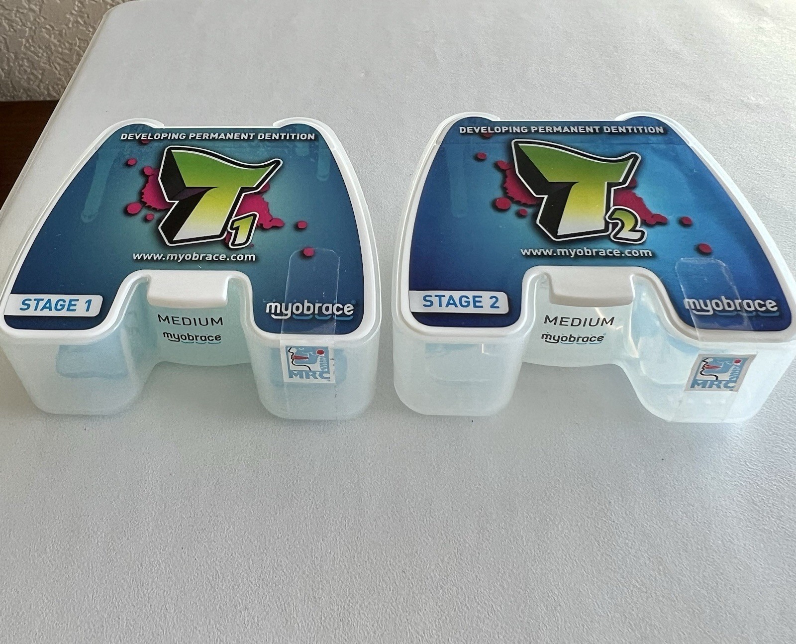 Myobrace Stage 1 T1 and Stage 2 T2 Orthodontic trainer TEEN Medium Blue by MRC