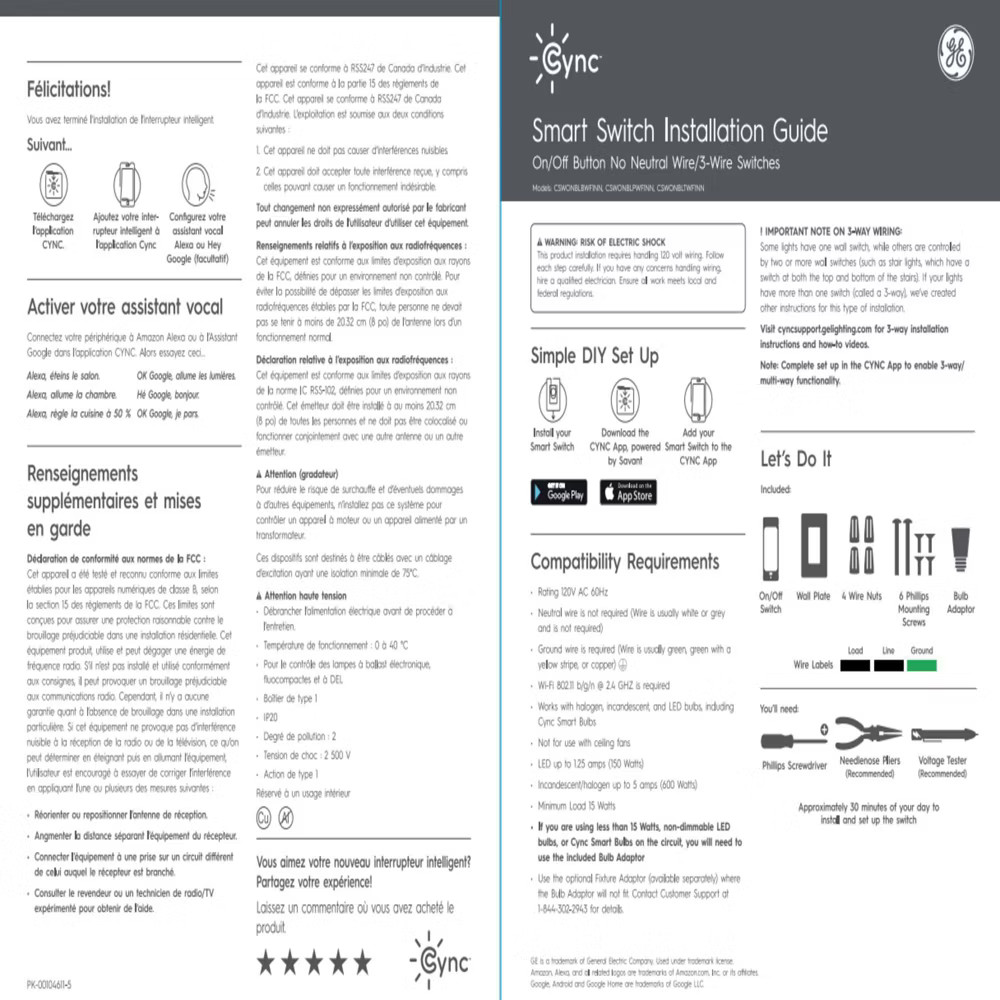 GE Household Lighting Cync 3-Wire On/Off Switch Paddle