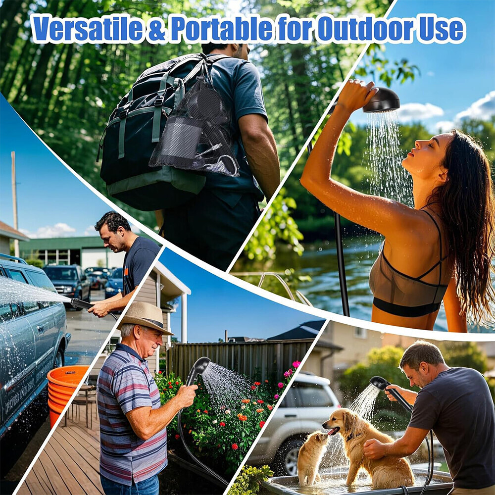 Portable Camping Shower Outdoor Camp Pump Rechargeable for Hiking Travel Beach