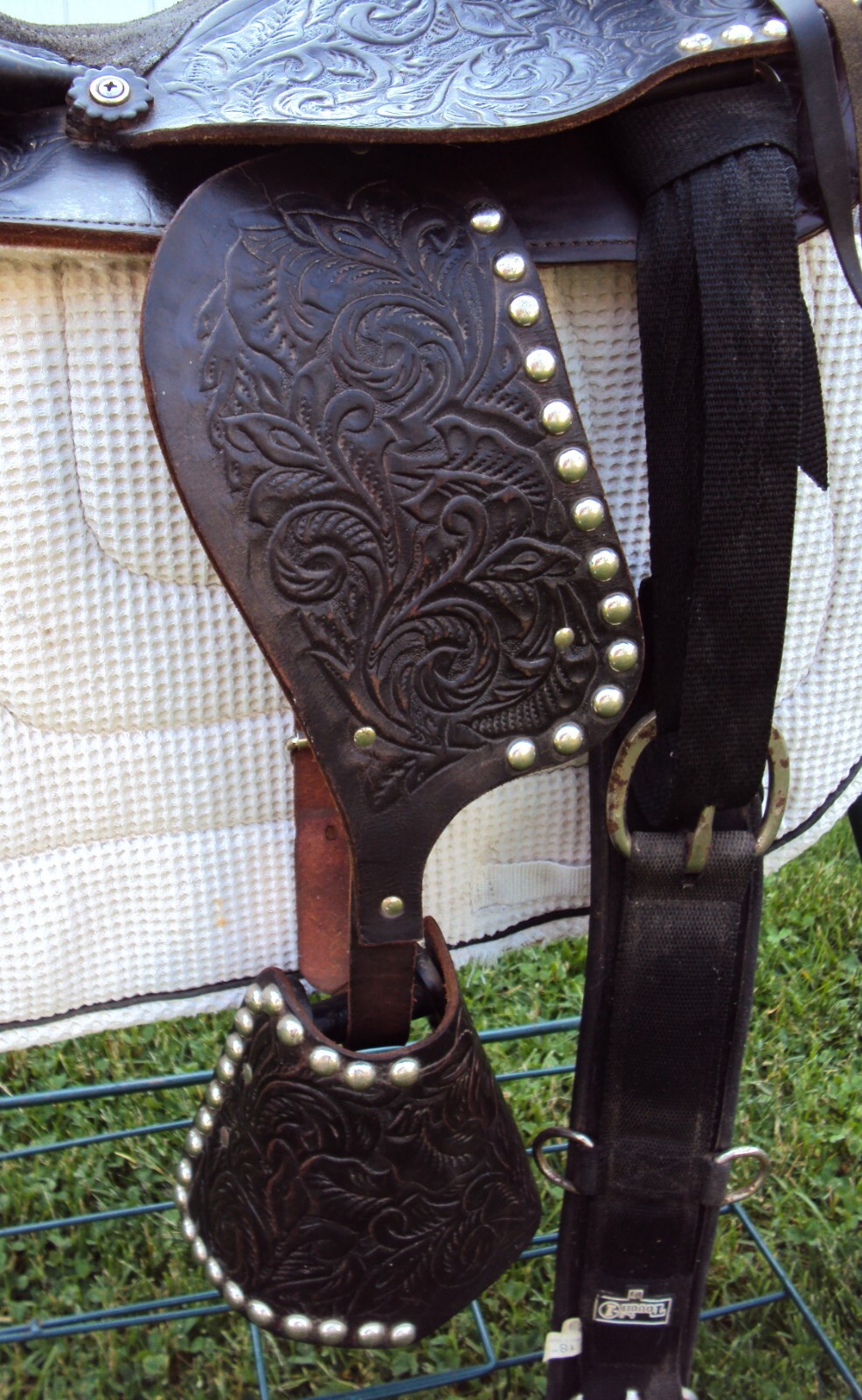 THE AMERICAN Childs Show Saddle- 12" - SILVER/Padded Seat -Tooled Design- GREAT!