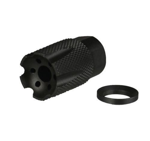 Compact Low Concussion 1/2x28 Muzzle Brake Compensator .223/5.56/.22 /w washer