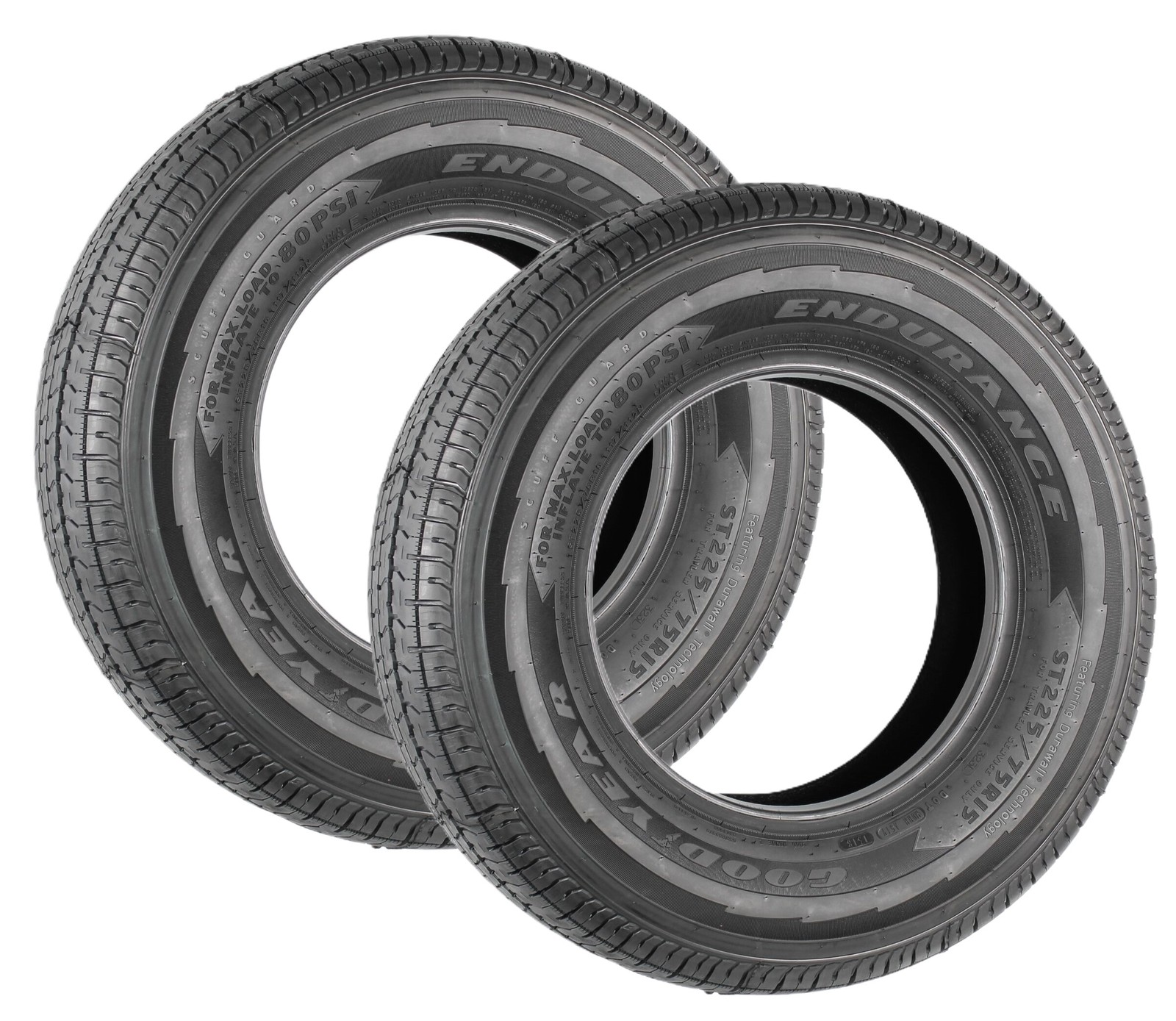 2-Pack Goodyear Trailer Tire Endurance ST225/75R15 225/75R15 Load Range E