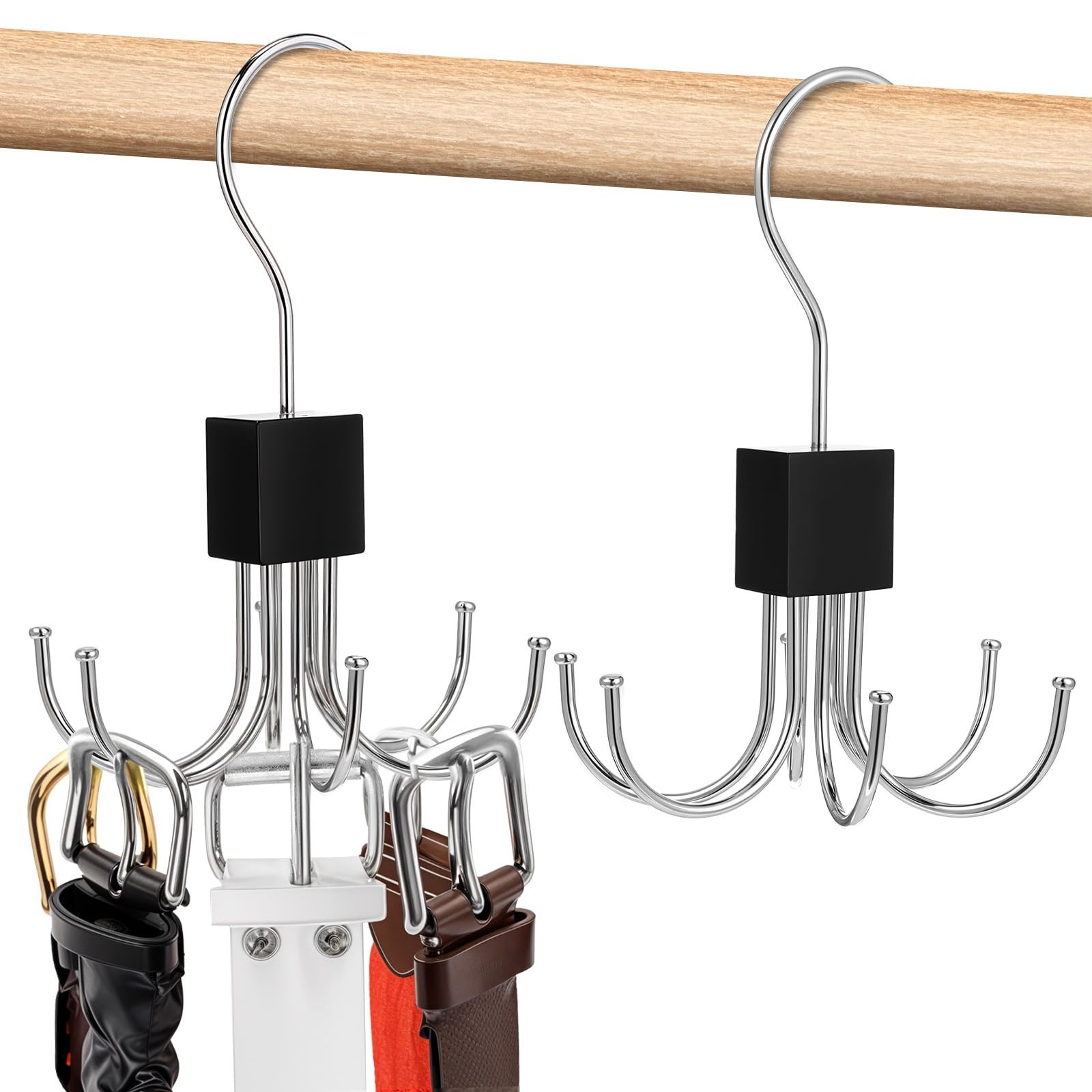 2 Pack Belt Hanger Organizer 360° Rotatable Bra Storage Rack for Ties Tank Tops