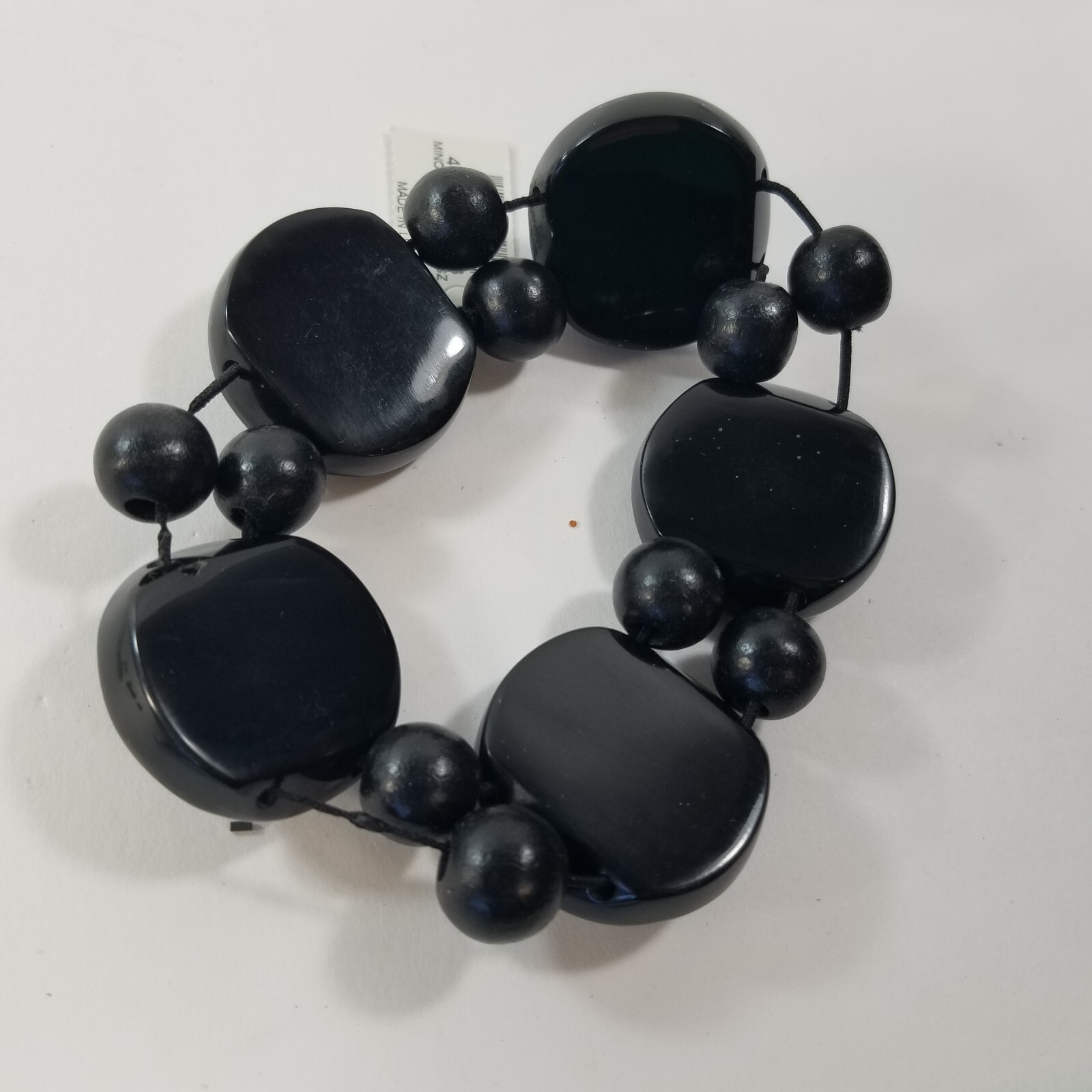 Black Polka Dots Bead Stretch Bracelet Chicos Chico's Minotaur