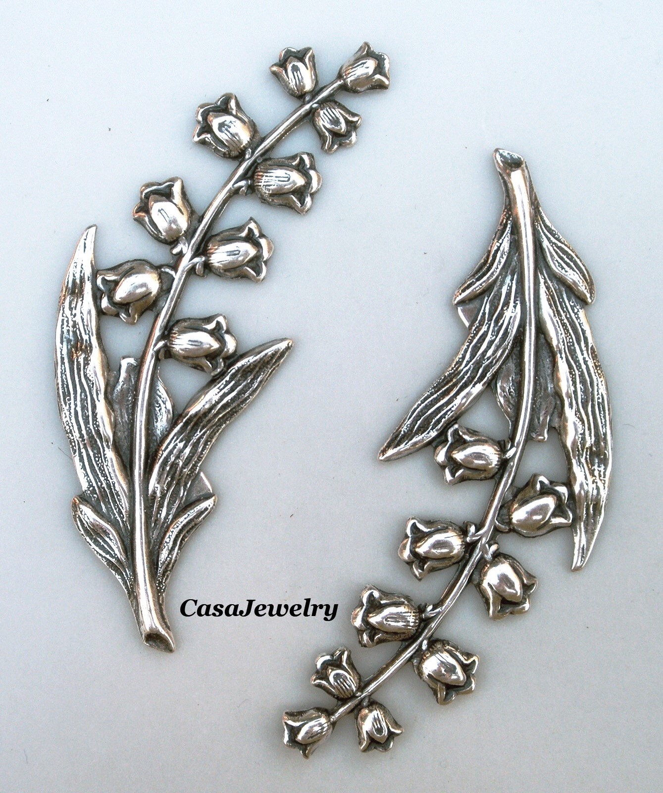 #5029 ANTIQUED STERLING SILVER PLATED LILY OF THE VALLEY COMPONENT