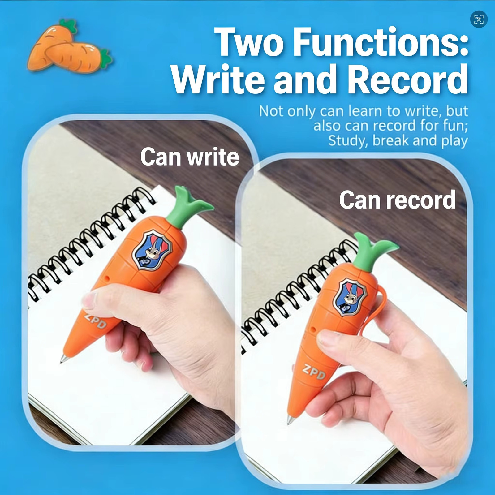 Zootopia Carrot Voice Recorder Pen Judy & Nick Zootropolis For Birthdays Kids
