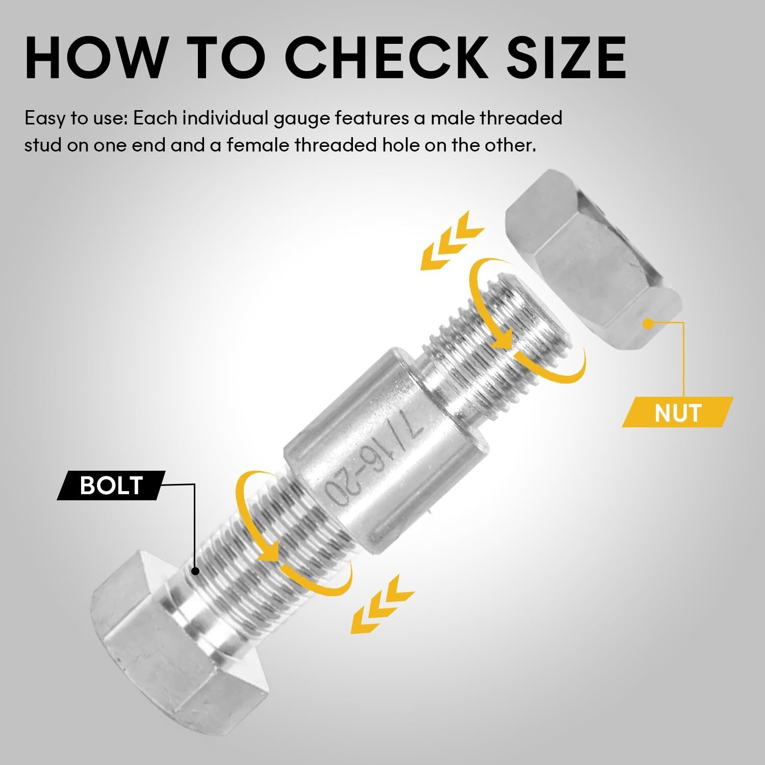44PCS Inch & Metric Set Nut & Bolt Thread Checker Identifier Thread Gauges Box
