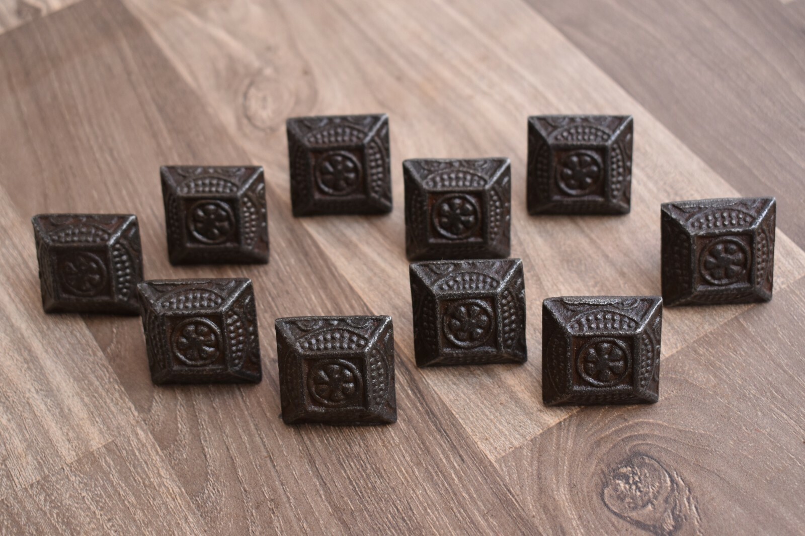 Vintage Victorian cast iron knobs cabinet drawer door handle pull rustic 10 pcs