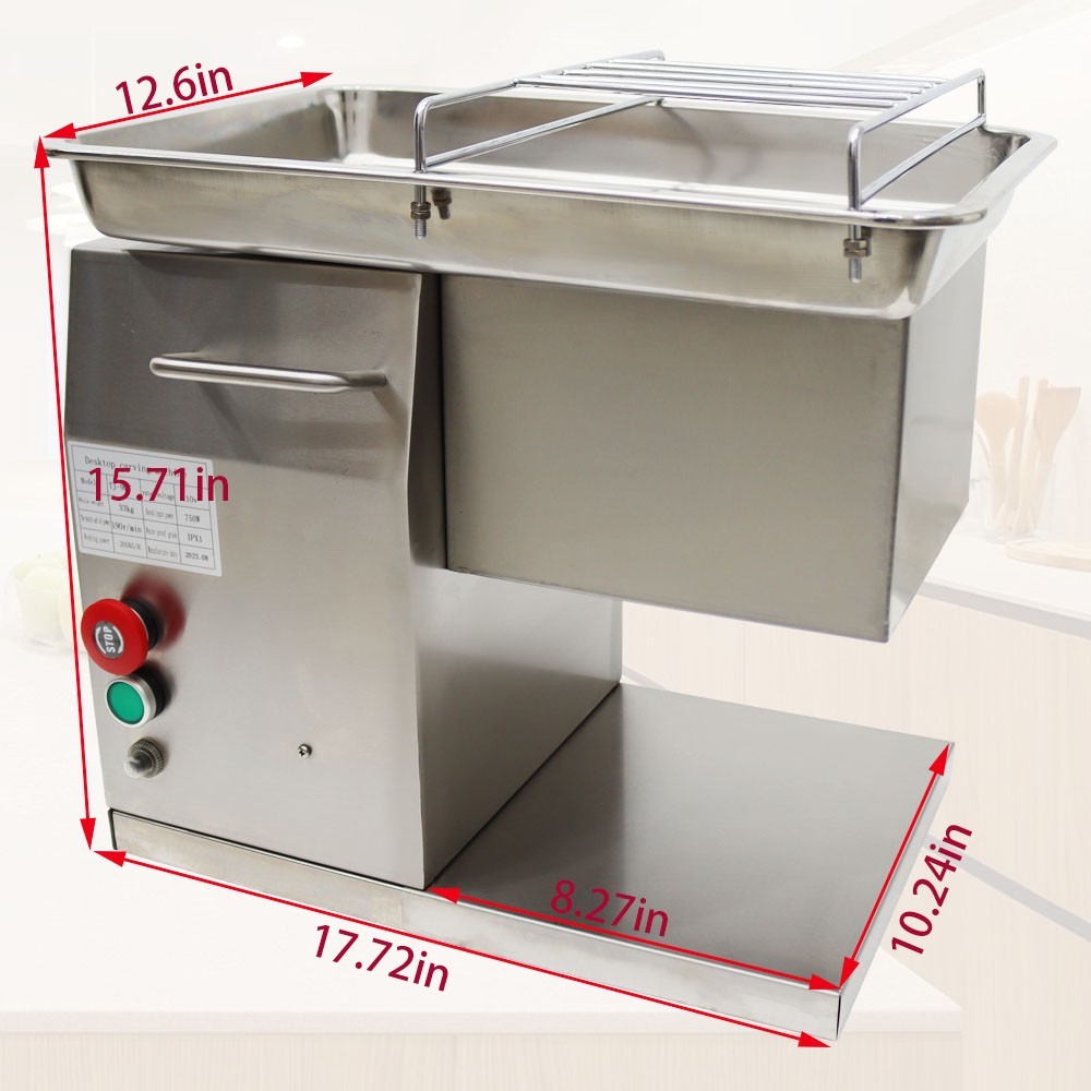 110V Commercial Meat Cutter 6mm Blade Beef Pork Cutting Machine 200Kg/h 650W