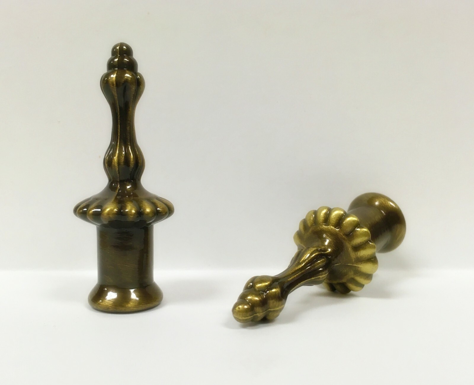 Lamp Finial-Pair of 2" Antique Brass Finish PILLAR finials-Dual Thread