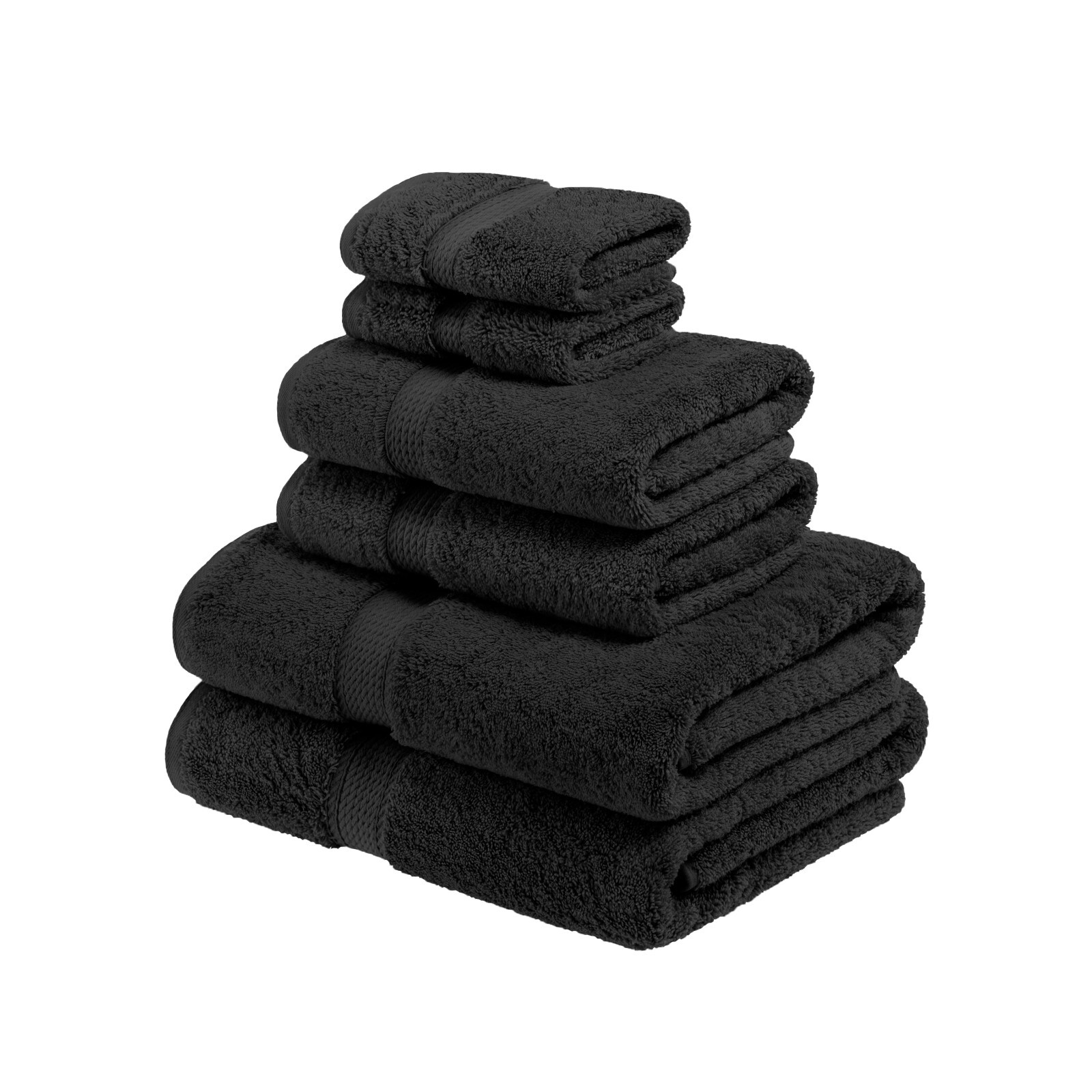 6 Piece Solid Egyptian Cotton Pile Modern Soft Absorbent Quick Drying Towel Set
