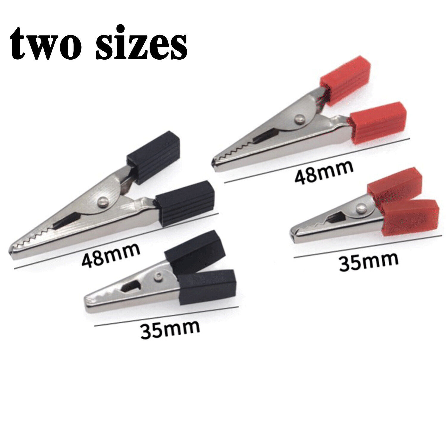 40Pcs Electrical Test Clamps Metal Alligator Clips with Red & Black Handle Bulk