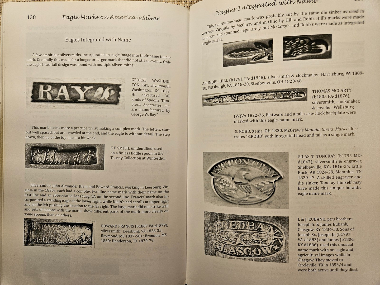 EXCELLENT COIN SILVER BOOK " Eagle Marks on American Silver" 500 enlarged photos